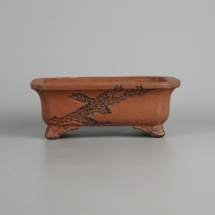 Japanese Bonsai Pot TOKONAME SHIDEI Unglazed MUSHIKUI Rectangle Small W13.2cm