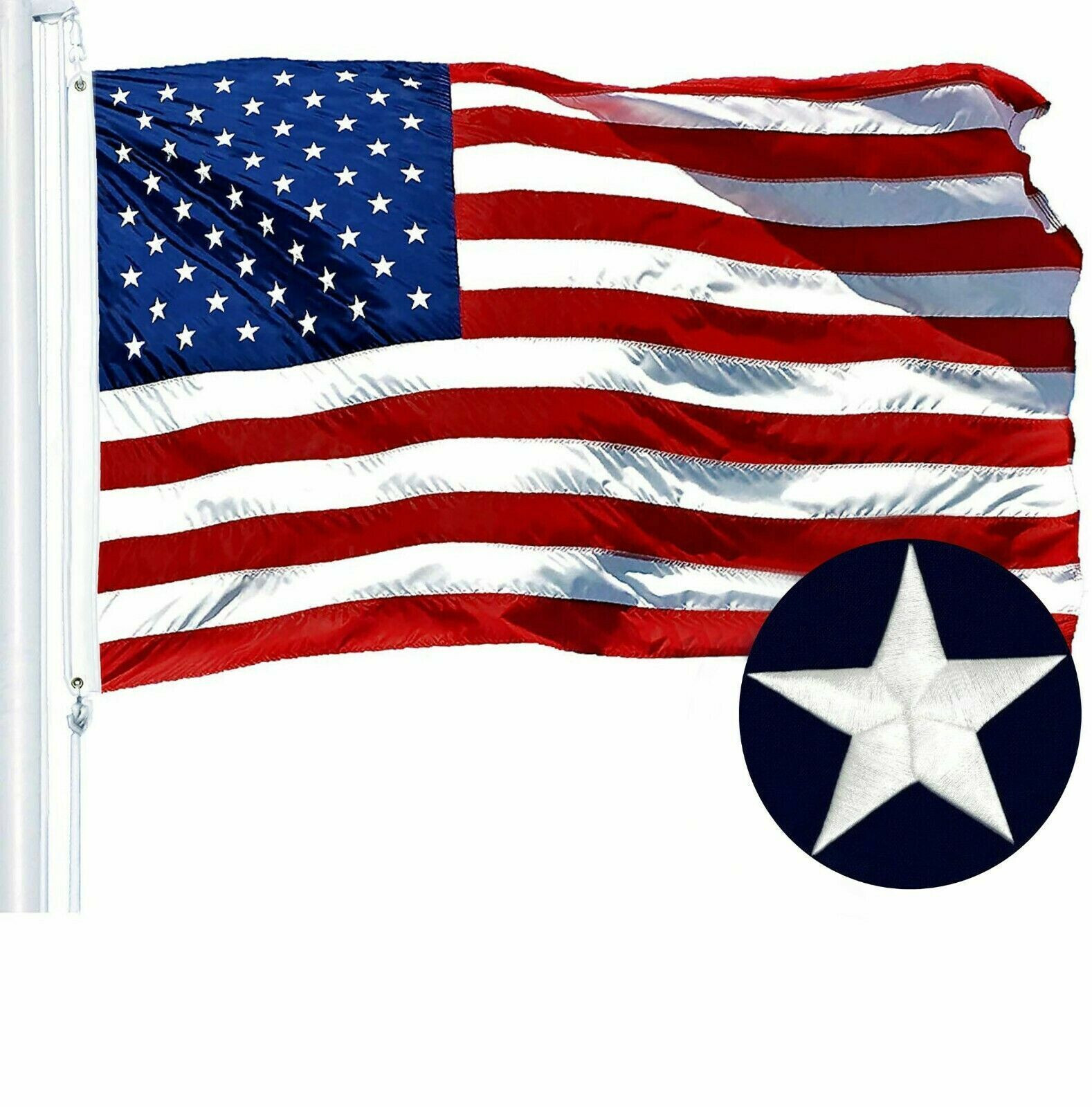 2’x3′ ft, American Flag US USA | EMBROIDERED Stars, Sewn Stripes, Brass Grommets