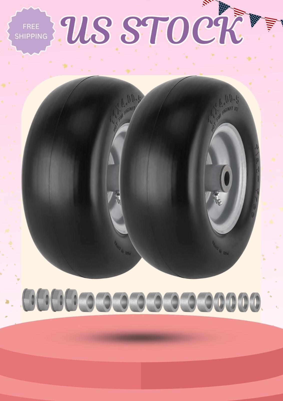 11×4.00-5 Lawn Mower Tires Flat Free for Zero Turn Mowers Front Tires