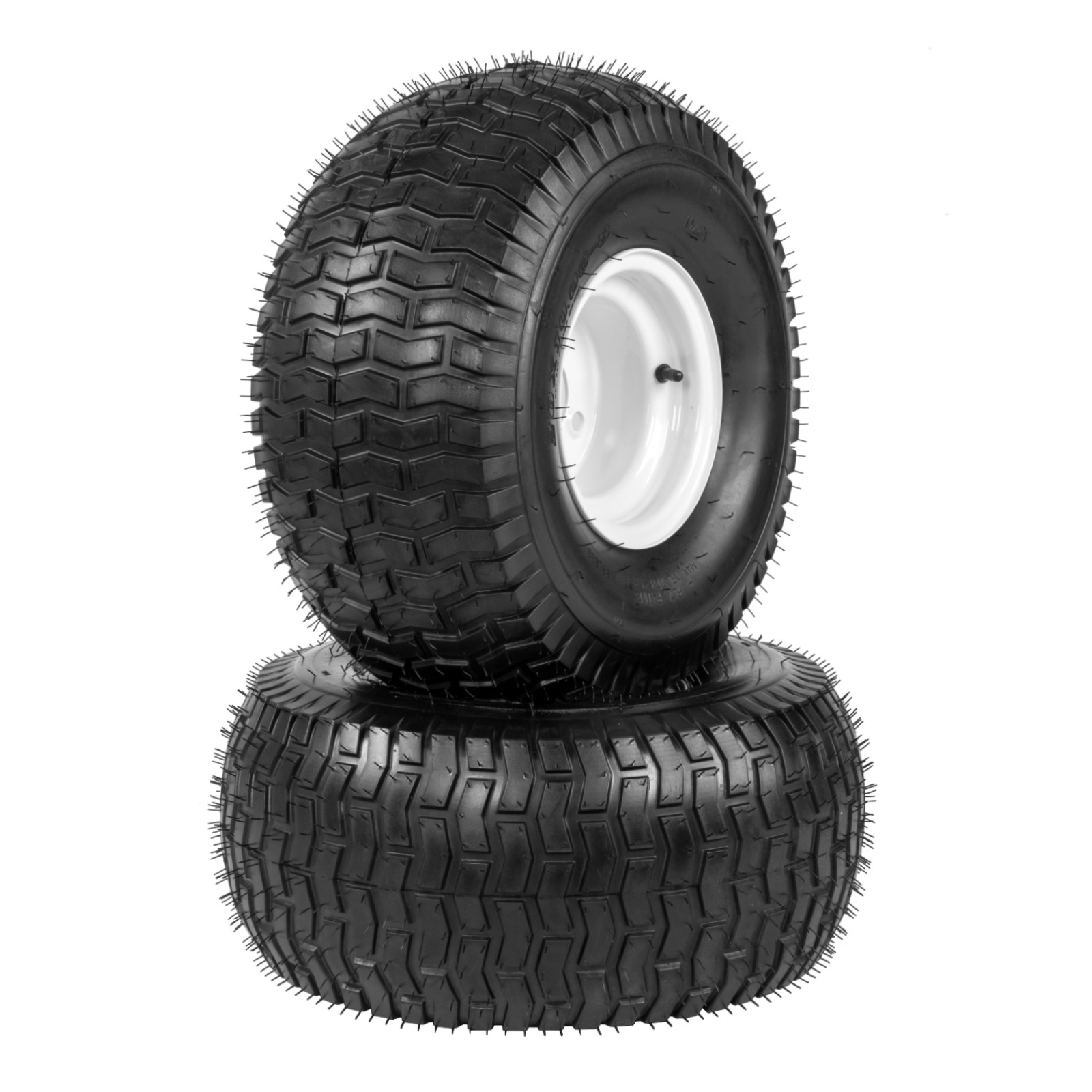 Two 20×10.00-8 20×10-8 Lawn Mower Tires On Rims Load Range B 4 Lug White Wheel