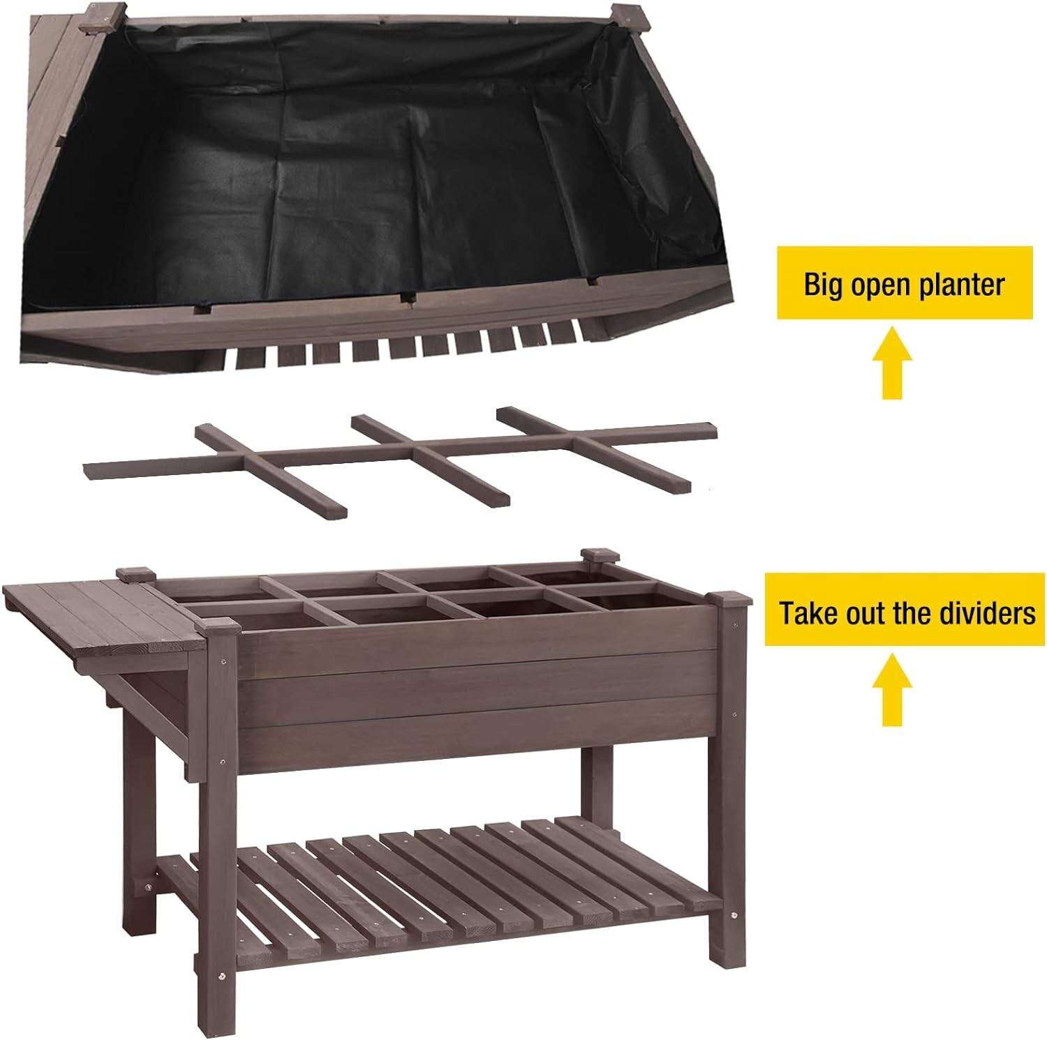 Aivituvin Raised Garden Bed Elevated Plant Boxes Outdoor with Grow Grid 52.7″