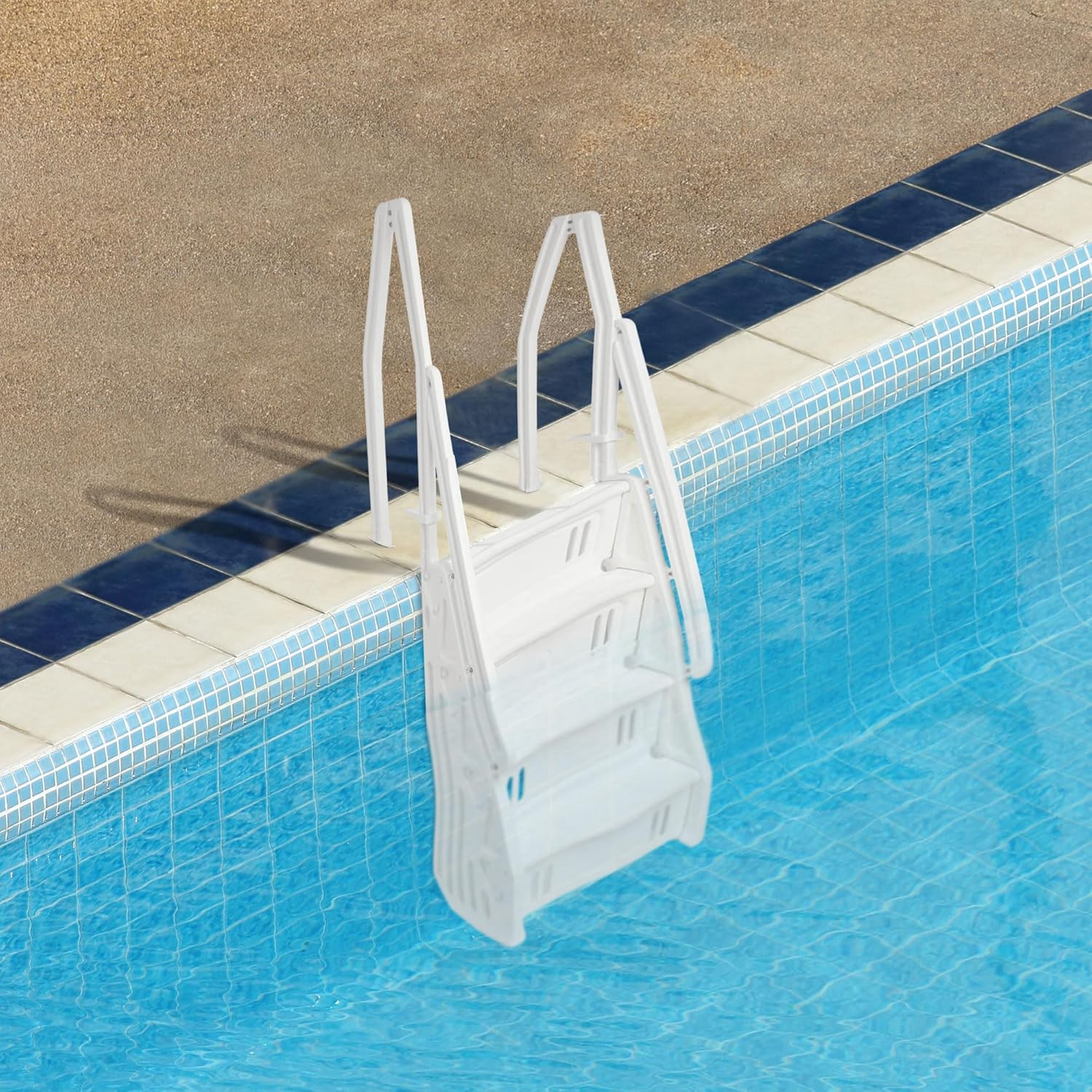 Deluxe Adjustable 24 Inch In-Pool Step Ladder Entry System for Abov