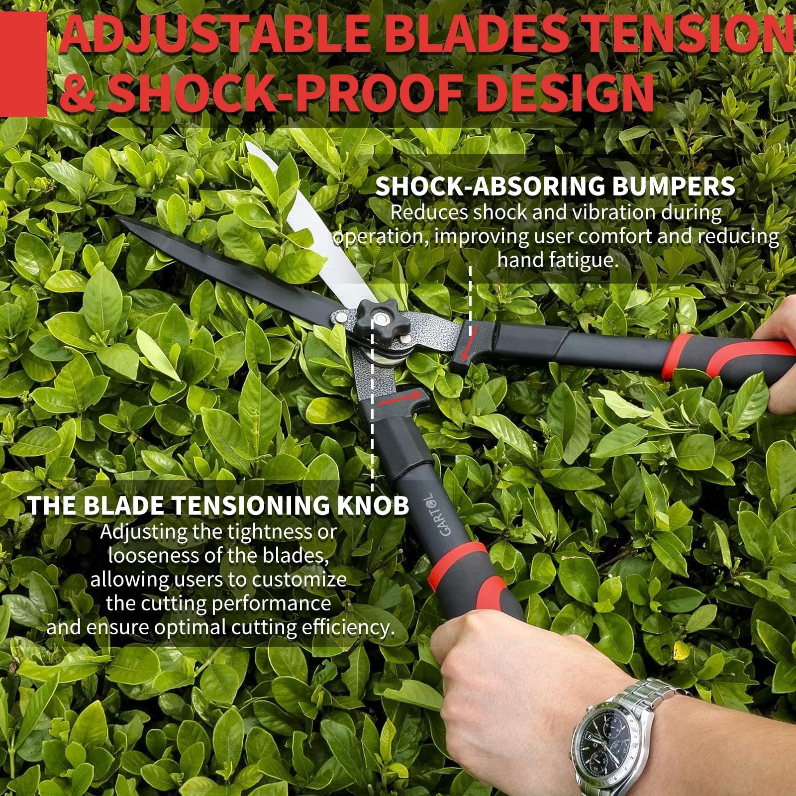 GARTOL 23-Inch Hedge Shears, Manual Garden Clippers with 9″ High Carbon Steel…
