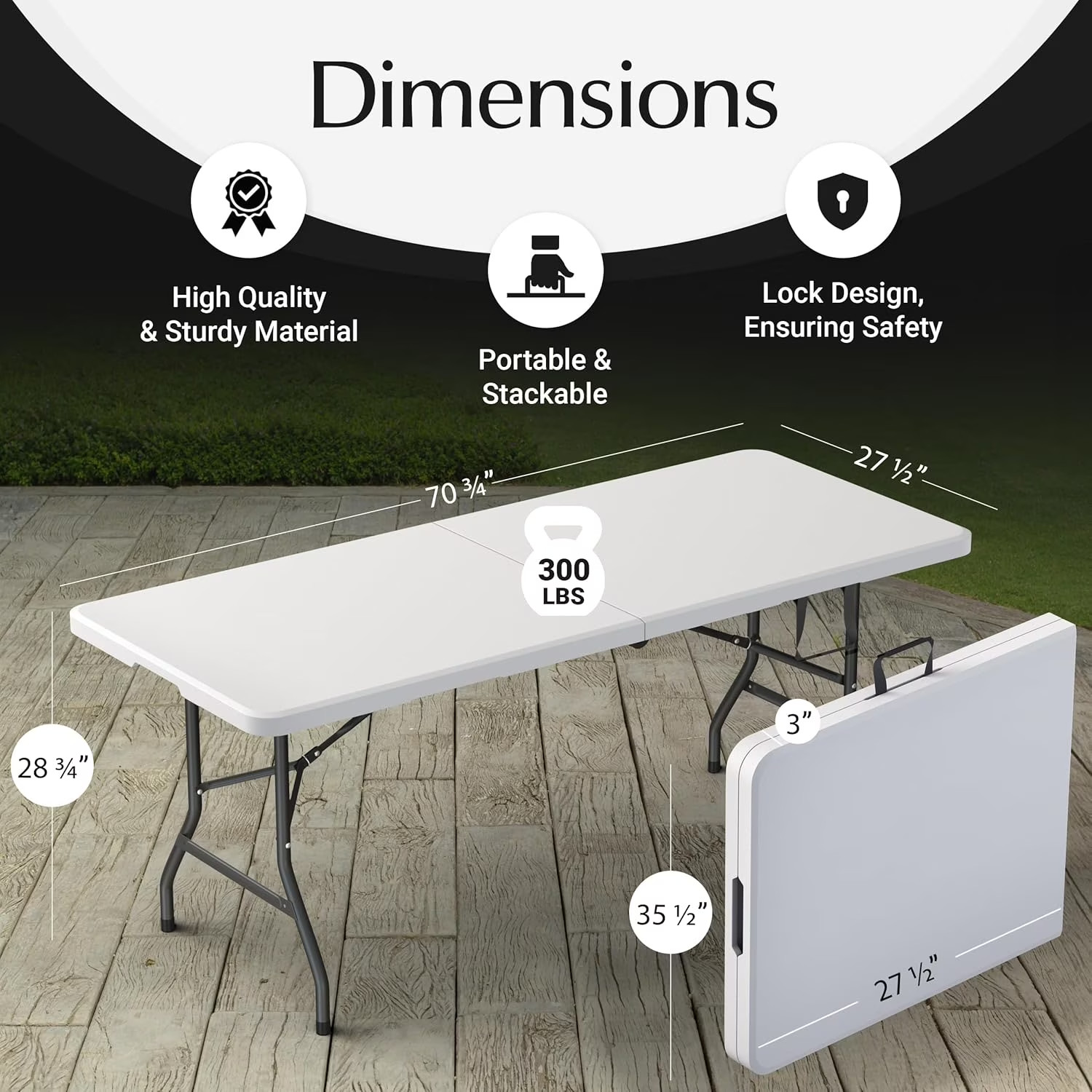 Lifetime Appliance Parts 6 Feet Foldable Table with Built in Handle & Steel Leg