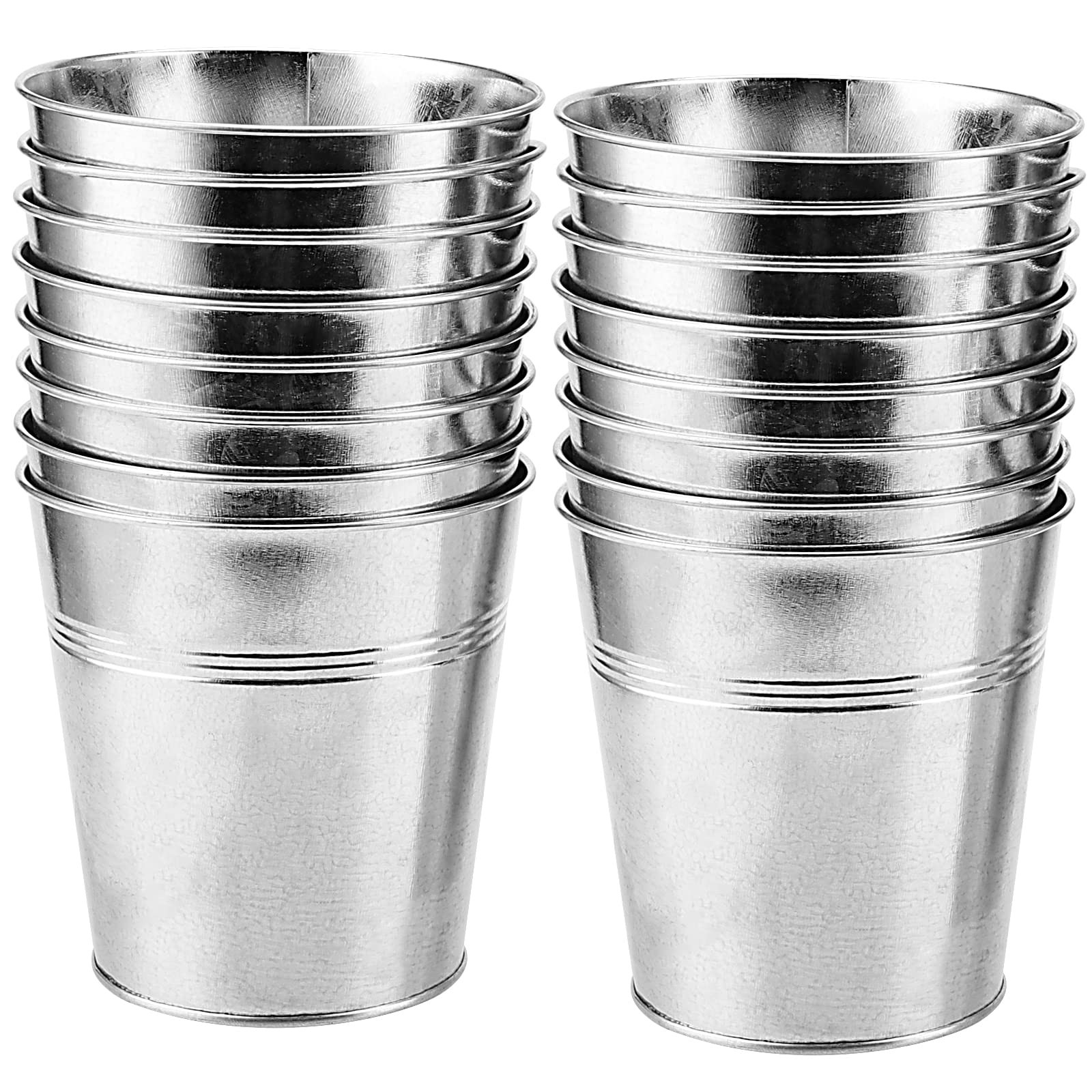 16 Pack Galvanized Metal Bucket, Round Galvanized Planter, Plant Flower Pot G…