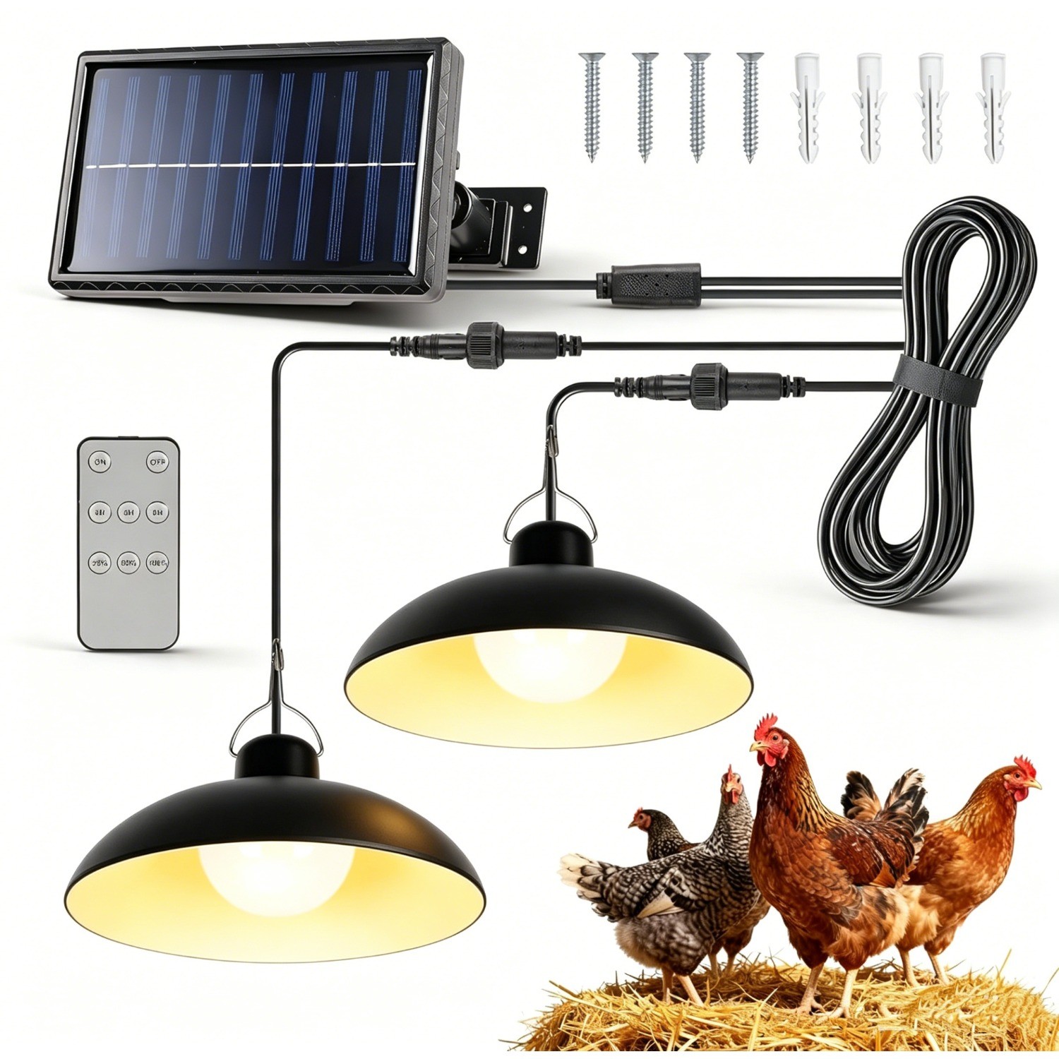 Solar Shed Light Single/Double Head Waterproof Hanging Solar Lamp Patio Gazebo