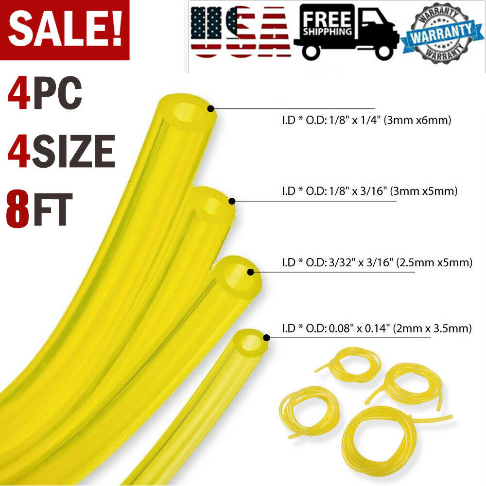 4 Size Fuel Line Hose 32 Feet Petrol Tubing ForChainsaw Common Weedeater 2 Cycle