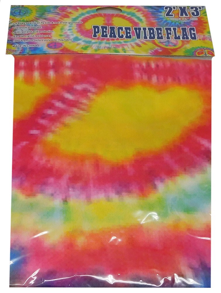 2×3 Tie Dye Peace Vibe Premium Quality 100D 2’x3′ Woven Poly Nylon Flag Banner