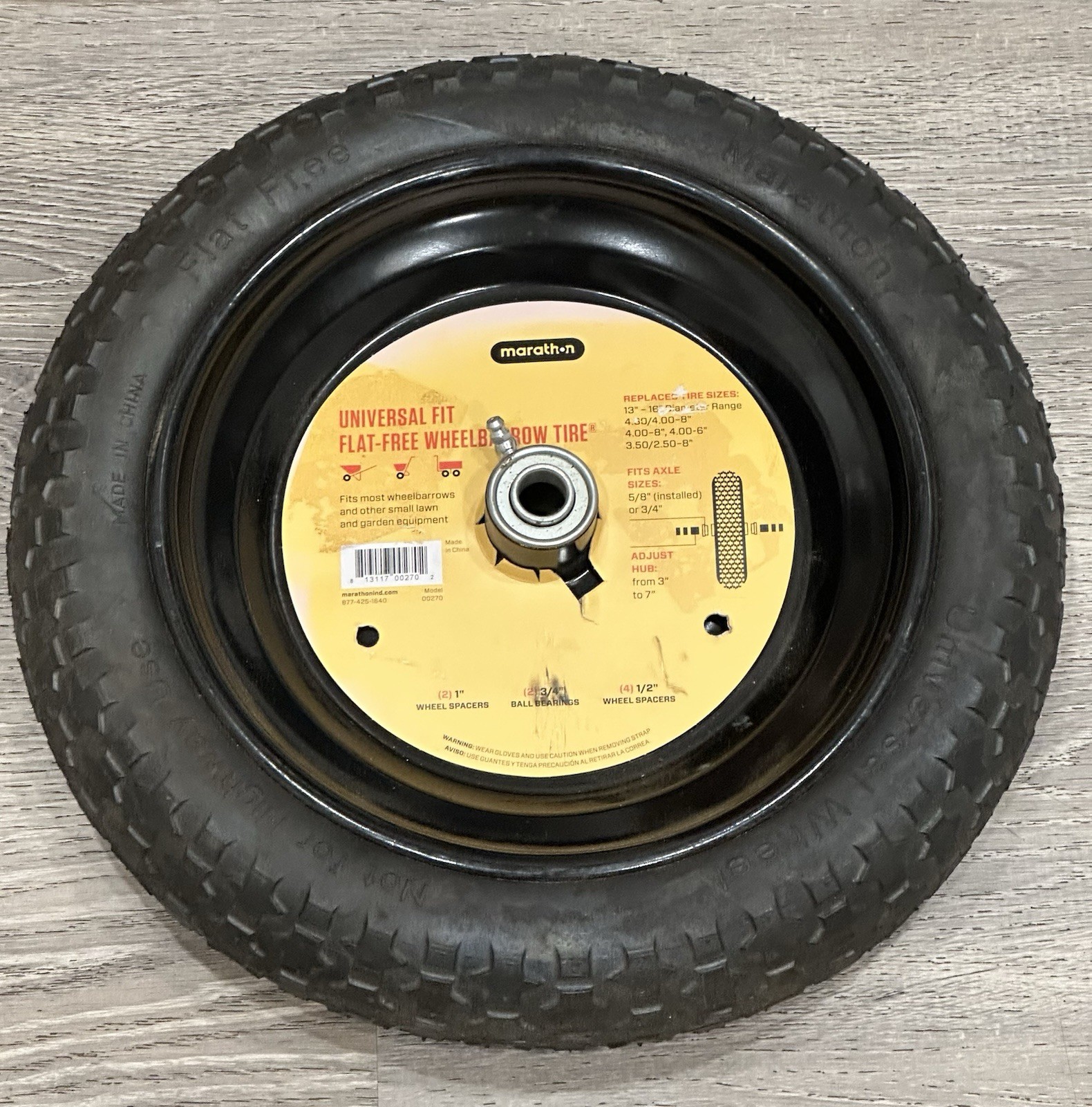 Marathon Universal Fit Replacement Utility Wheelbarrow Wheel Tire 13-16