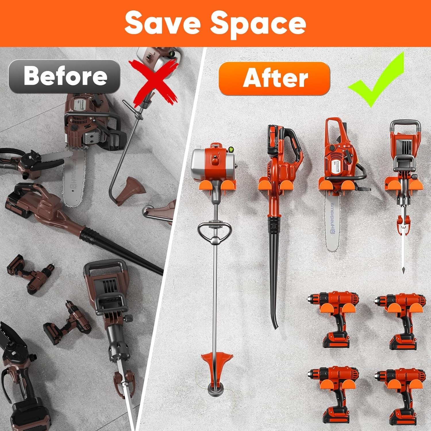 Weedeater Hanger 2 Pack Garage Organize Grass String Trimmer Rack Heavy Duty