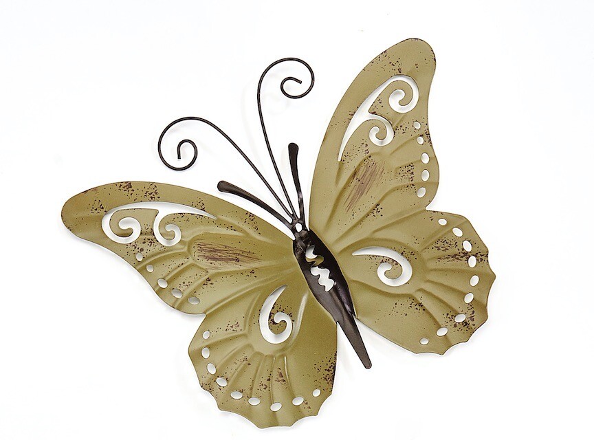 HOME GARDEN POOL YARD – BUTTERFLY WALL DECOR – OLIVE GREEN 7.5″ X 9″ BRAND NEW