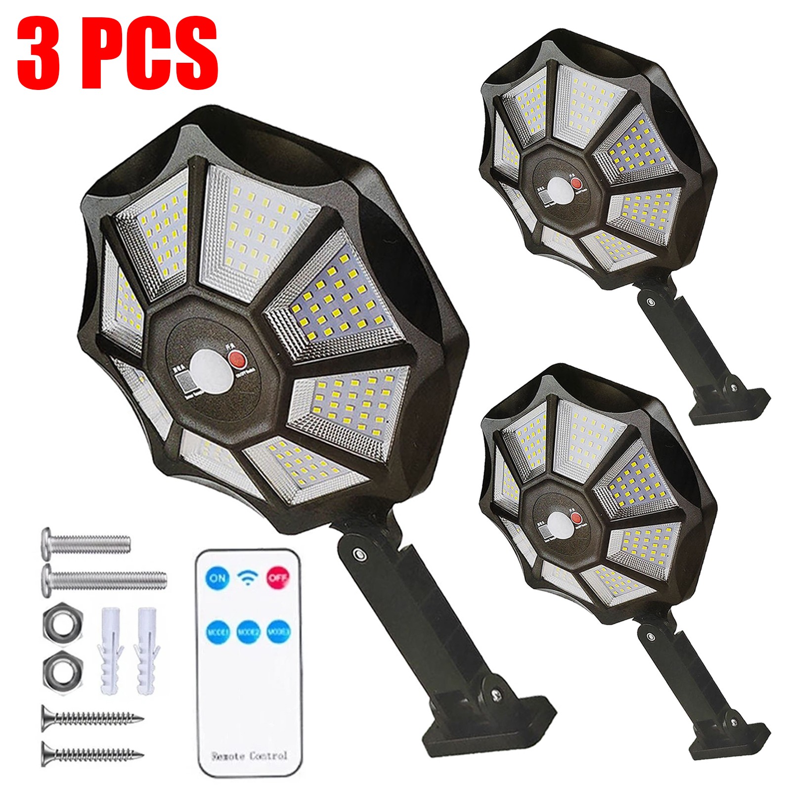 3x Solar Power 168LEDS Light PIR Motion Sensor Outdoor Security Lamp Wall Garden