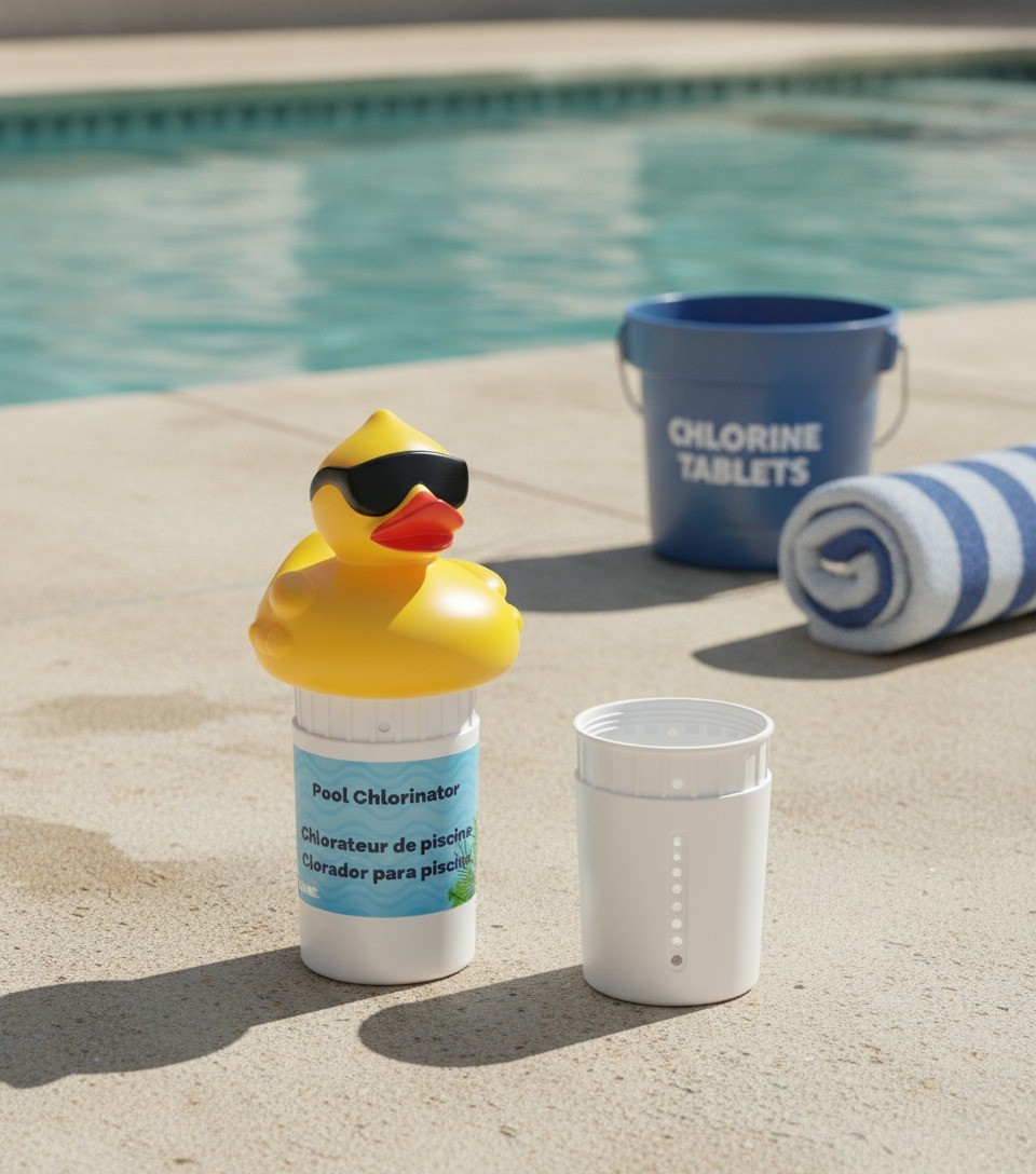 Derby Duck Chlorine Tablet Dispenser, Holds 5 3″ Tablets, Adjustable Rate
