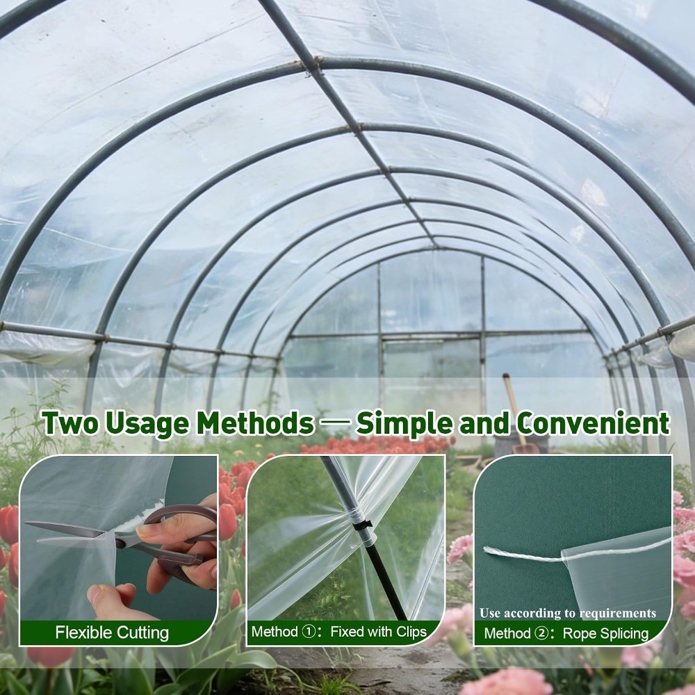 Greenhouse Plastic Sheeting,6.5ftx9.8ft Greenhouse Film,Clear Polyethylene Film