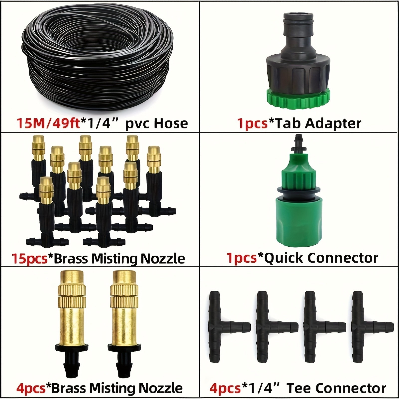 Outdoor Misting Cooling System Kit – Adjustable Brass Nozzles for Garden & Patio