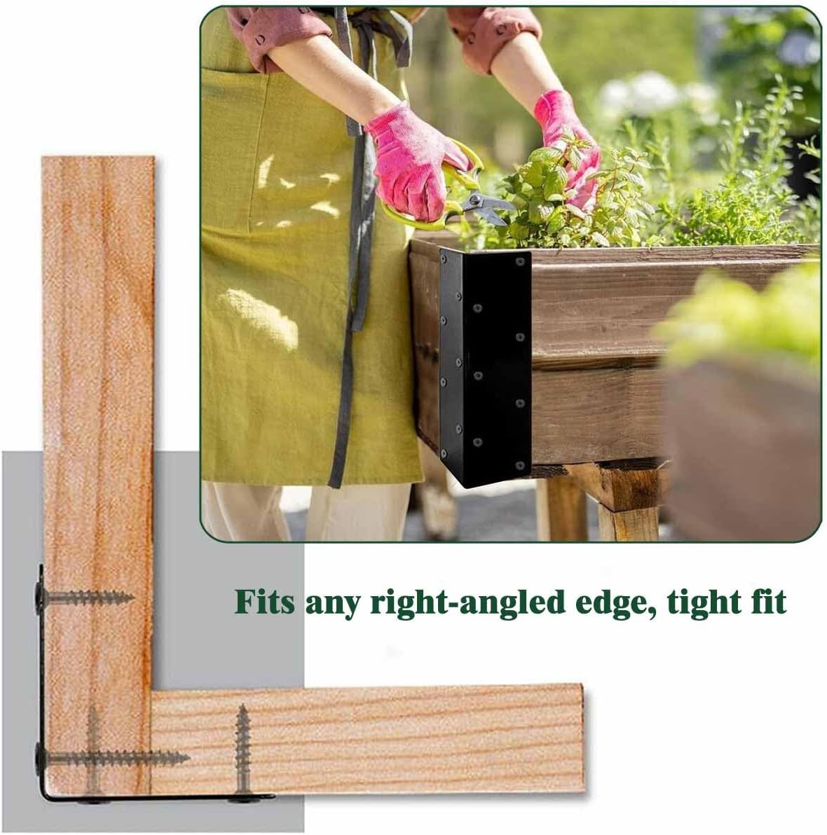8Pcs Raised Garden Bed Corner Brackets, 11“ X 3” X 3“ L-Shape Metal Rustproof Th