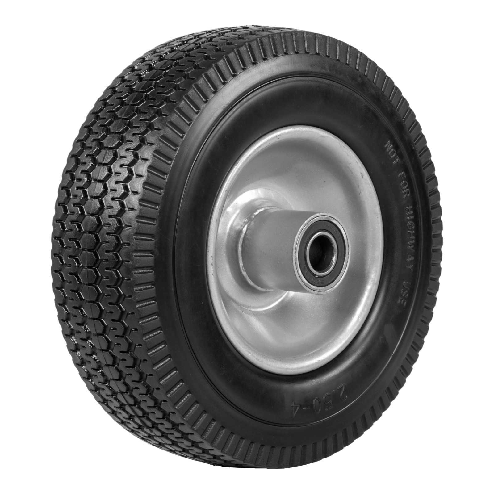 Two 2.50-4 Solid Flat Free Tires and Wheels for Hand Truck Garden Wagon Trolley