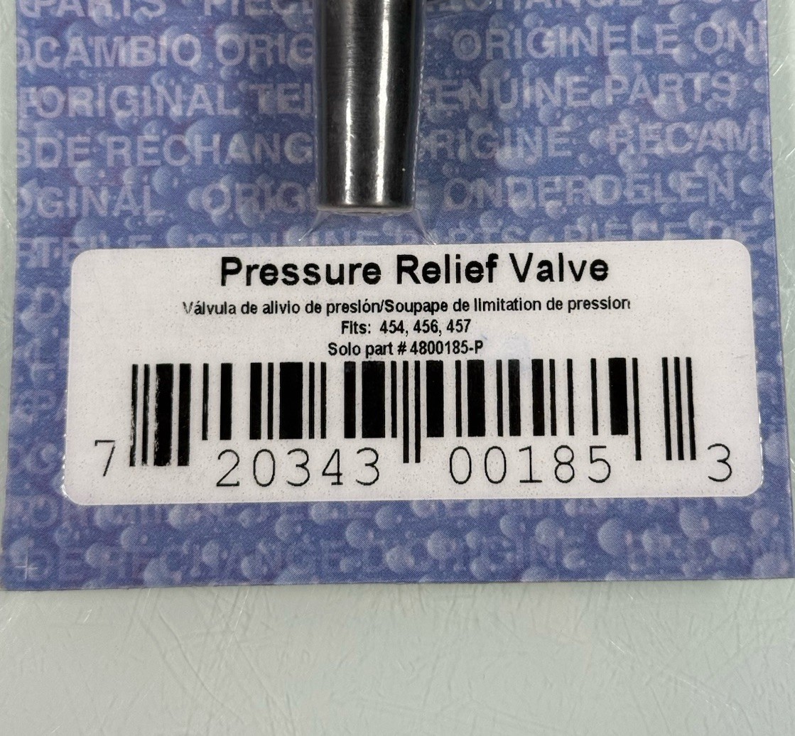Solo Sprayer Pressure Relief Valve #4800185-P for Models 454, 456 & 457 – SEALED