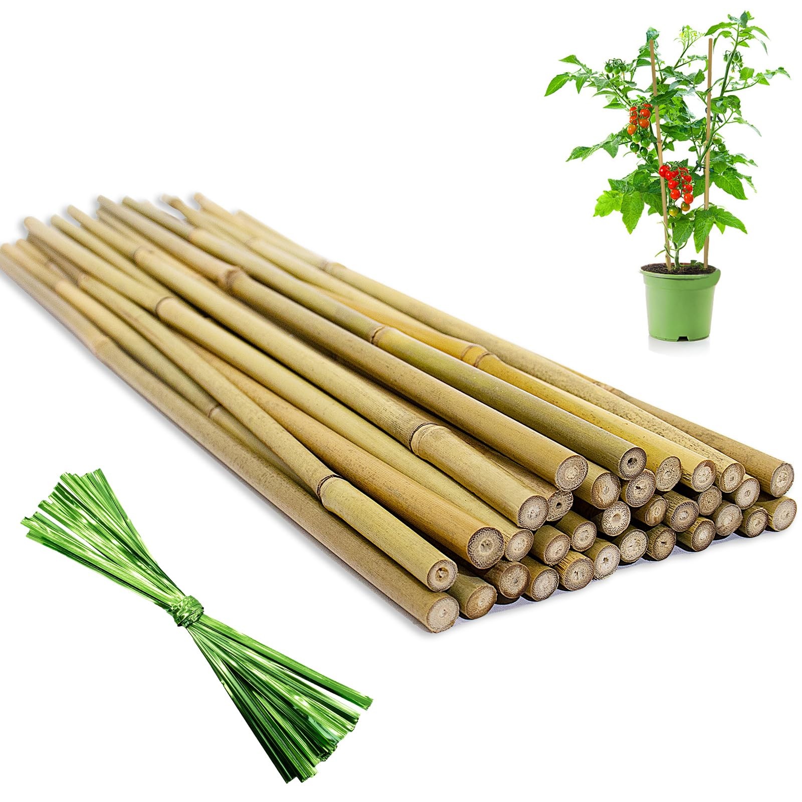 [32 Pcs] Garden Stakes, 18 Inches Natural Bamboo 18 Inches, 32Pack, bamboo