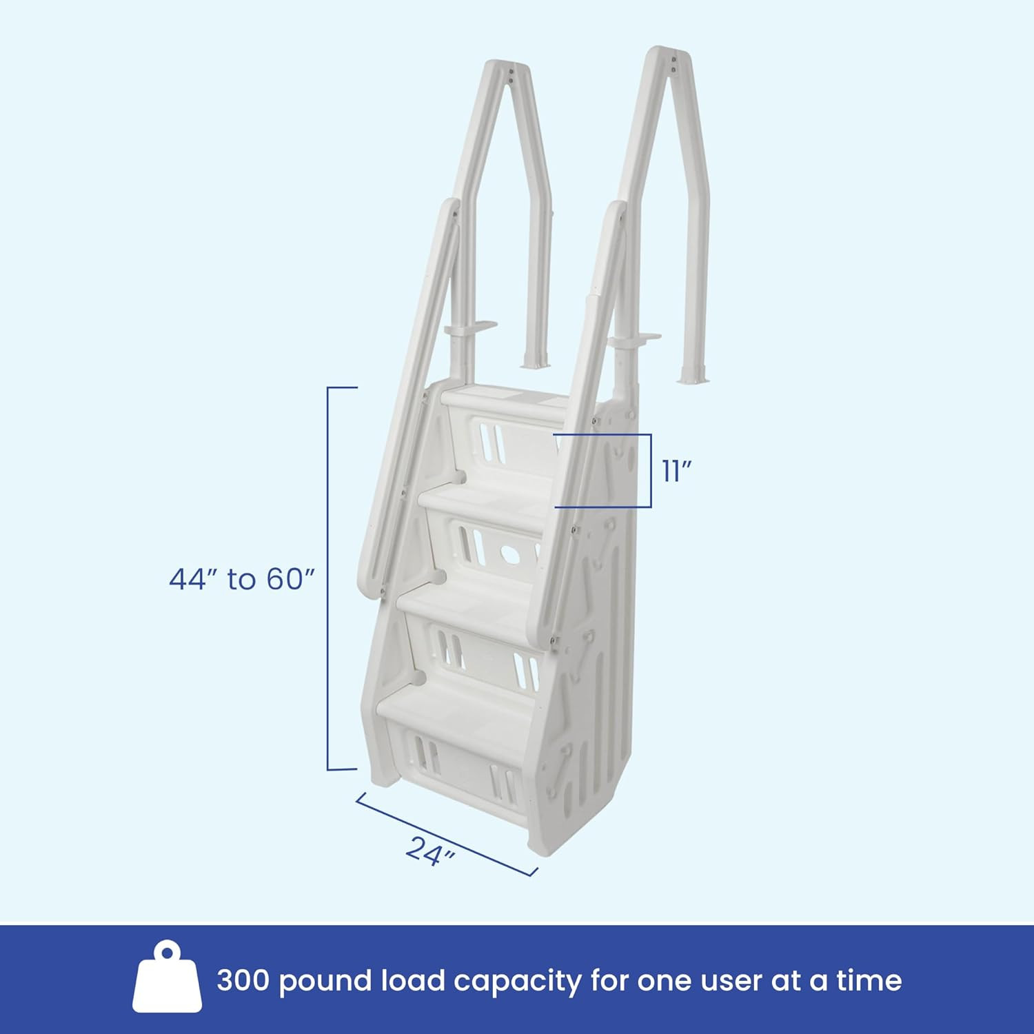 Deluxe Adjustable 24 Inch In-Pool Step Ladder Entry System for Abov