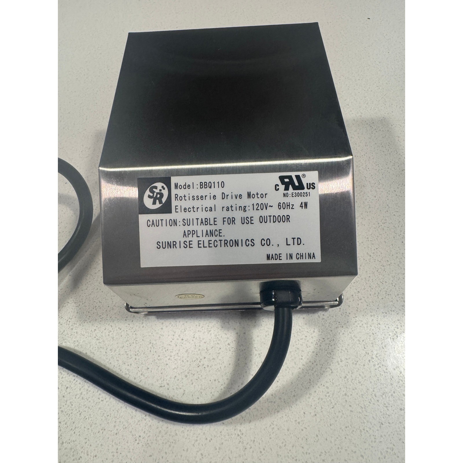 Sunrise Electronics BBQ110 Rotisserie Drive Motor OS Silver Used Tested