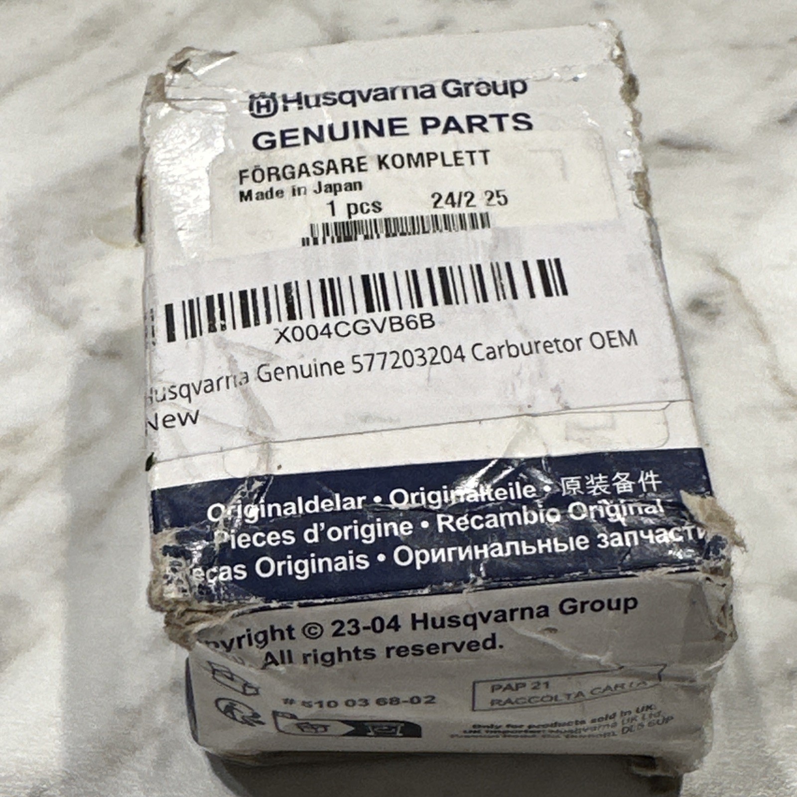 OEM Husqvarna 577203204 Carburetor Assembly Genuine NOS Made In Japan Carb