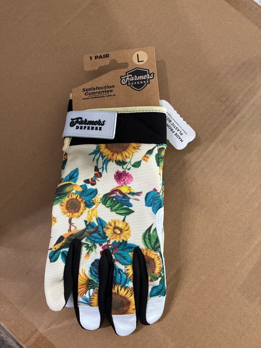 Farmer’s Defense Rugged Guard Leather Gardening Gloves – Garden Flower Size L