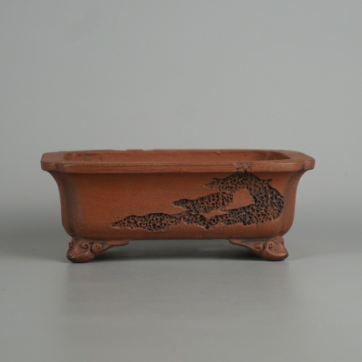 Japanese Bonsai Pot TOKONAME SHIDEI Unglazed MUSHIKUI Rectangle Small W13.2cm