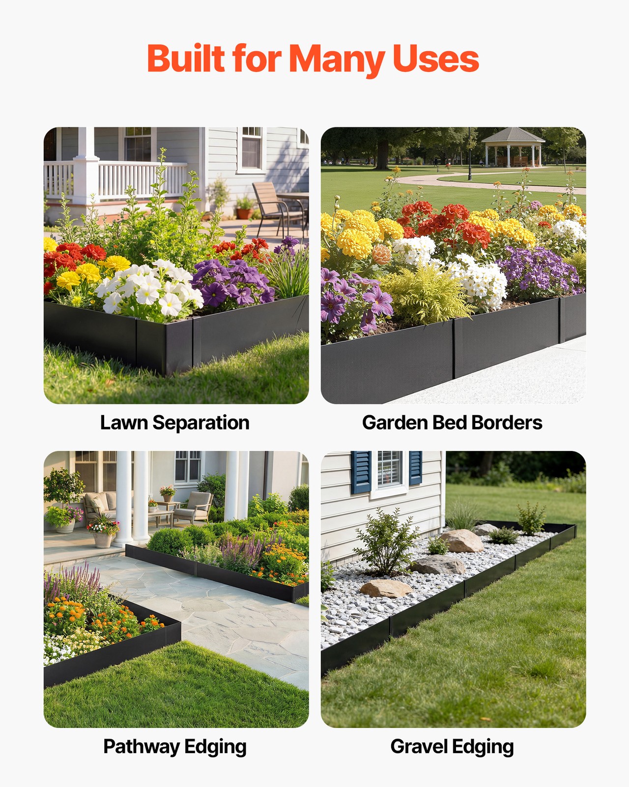 VEVOR Galvanized Steel Landscape Edging 40 x 10 in Metal Garden Edging 6pcs