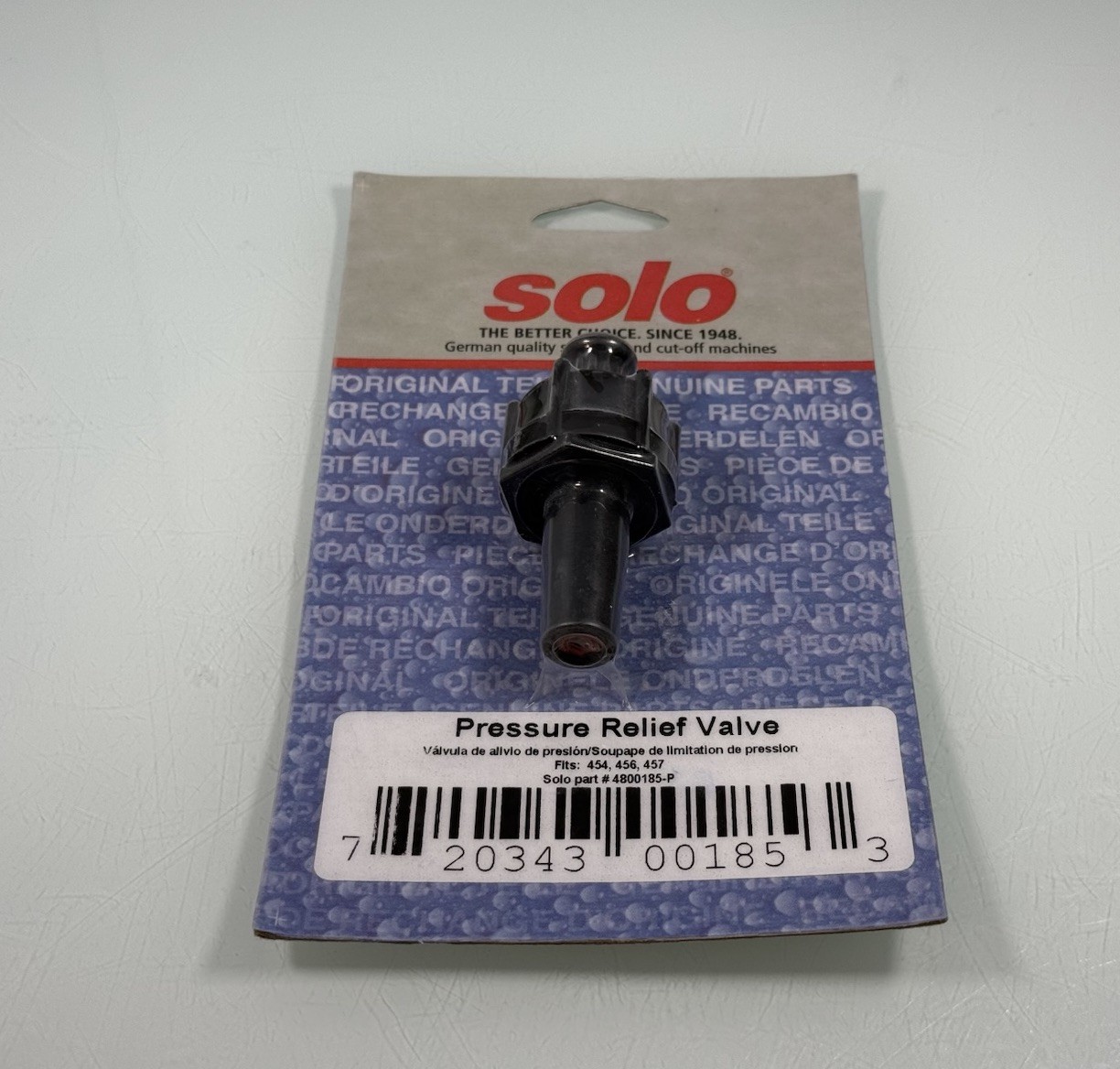 Solo Sprayer Pressure Relief Valve #4800185-P for Models 454, 456 & 457 – SEALED