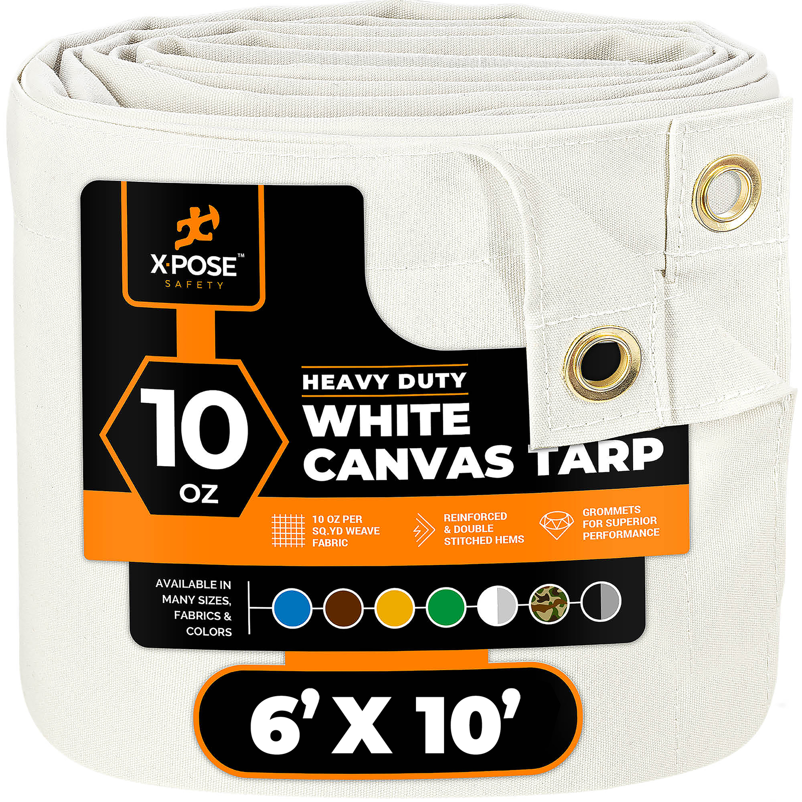 6×10 White Canvas Tarp 10 Oz