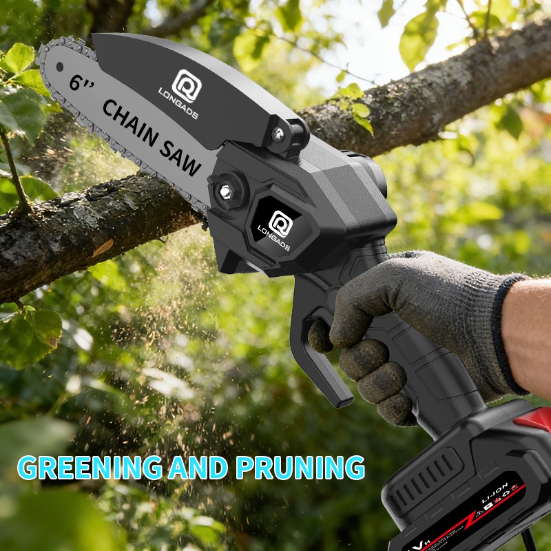 6-Inch Mini Chain Saw with Rechargeable Battery Adjustable/Safety Homes Gardens
