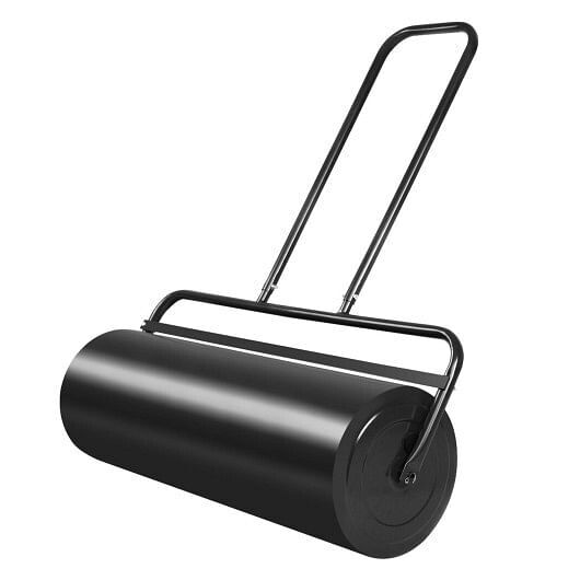 24 x 13 Inch Tow Lawn Roller Water Filled Metal Push Roller-Black – Color: Black