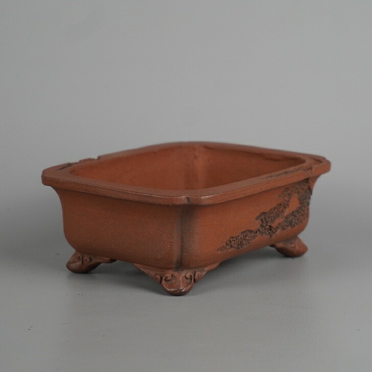 Japanese Bonsai Pot TOKONAME SHIDEI Unglazed MUSHIKUI Rectangle Small W13.2cm