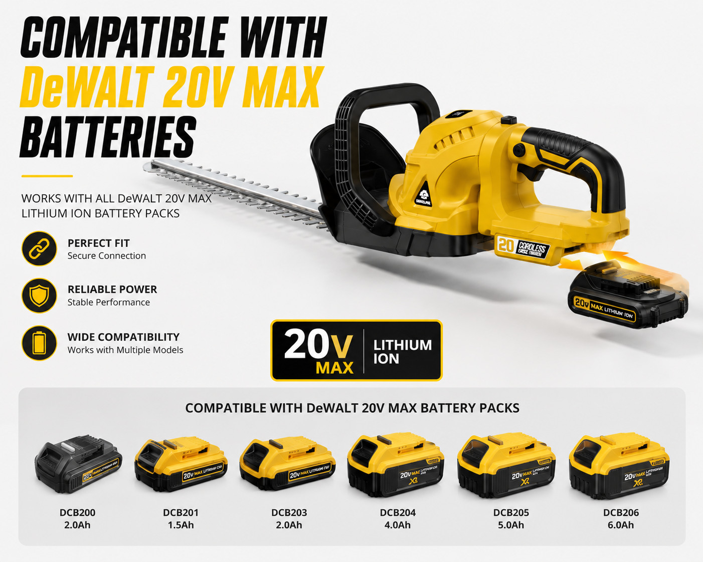 20V Hedge Trimmer Cordless For DeWalt 20V MAX Battery Adjustable Head Tool Only