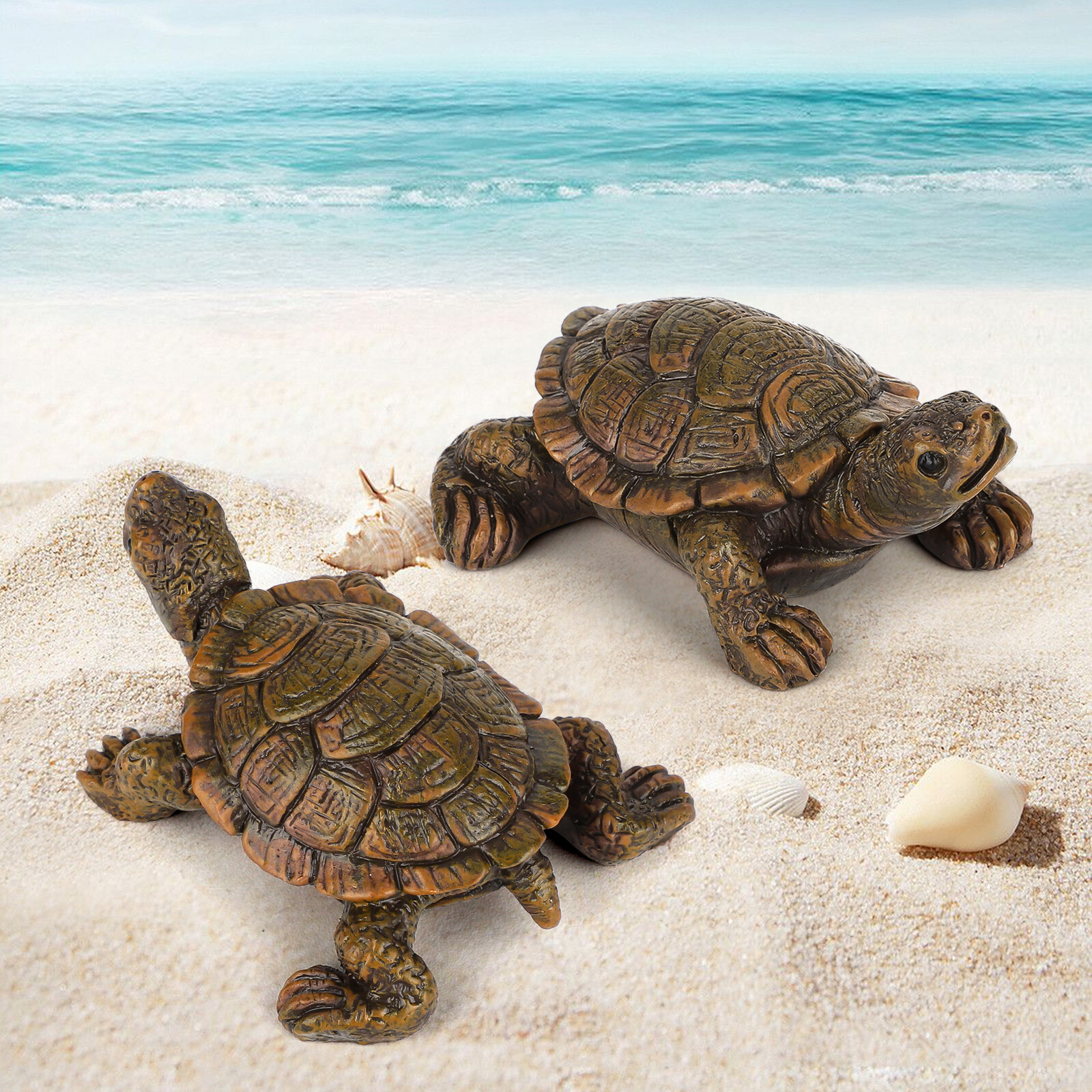 2x Turtle Tortoise Art Outdoor Resin Statue Garden Figurine Ornaments Home Decor