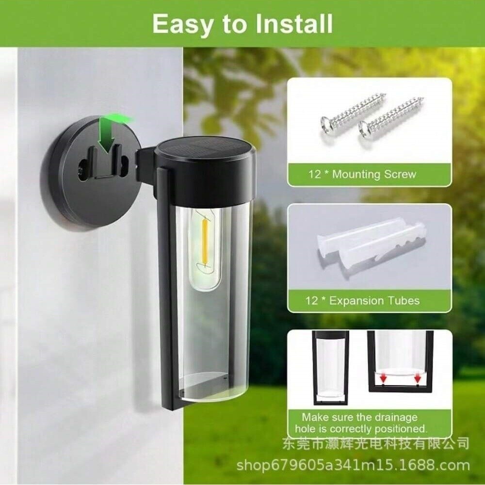 2X Outdoor Solar Wall Light Tungsten Filament Motion Sensor Courtyard Porch Lamp