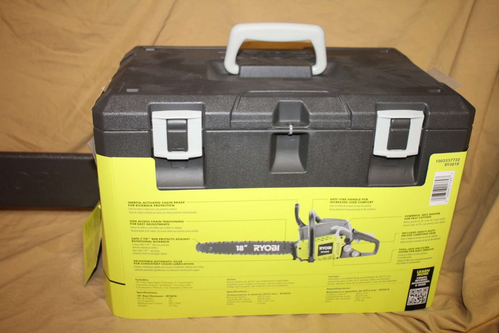 RYOBi 18 in. 38cc 2-Cycle Gas Chainsaw with Heavy-Duty Case