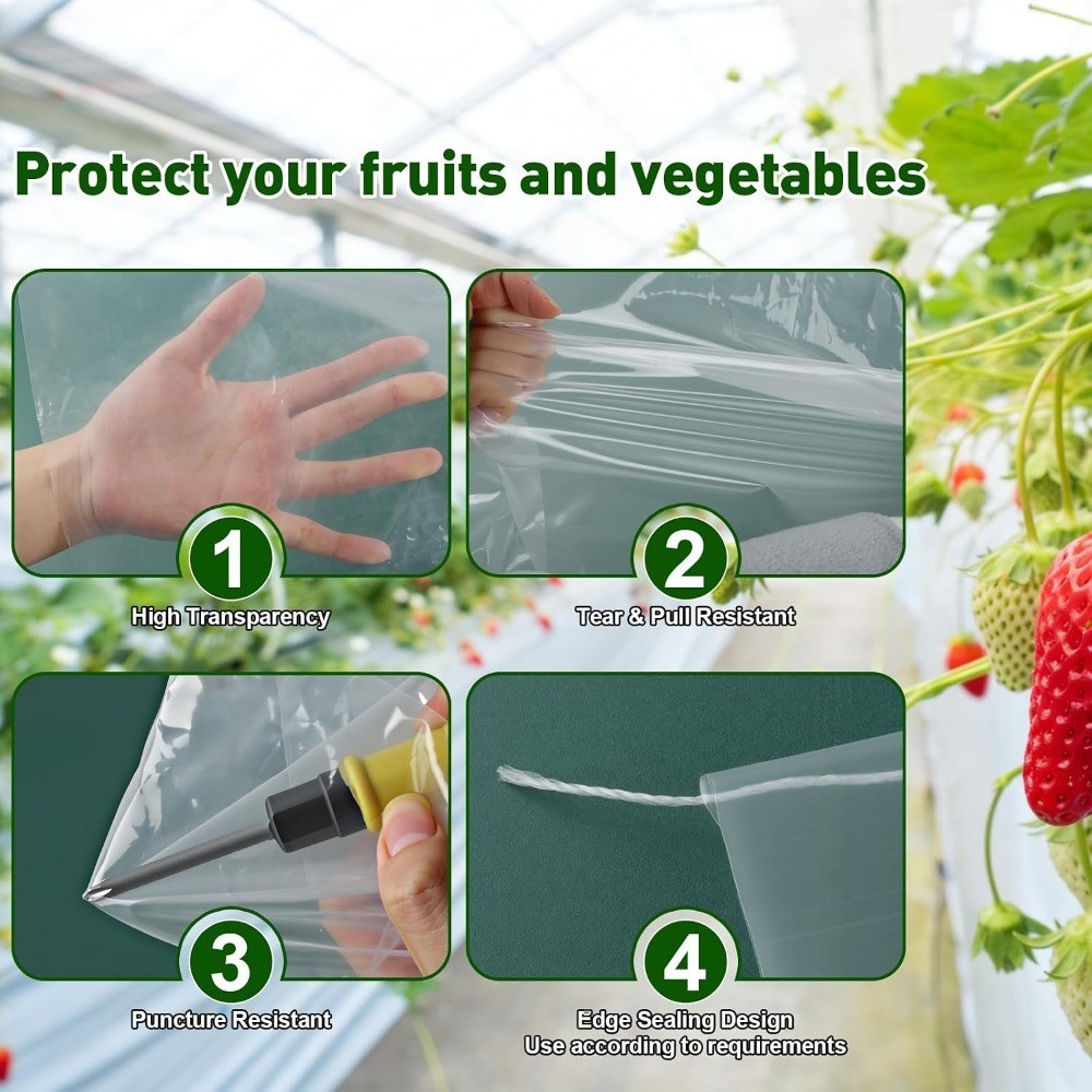 Greenhouse Plastic Sheeting,6.5ftx9.8ft Greenhouse Film,Clear Polyethylene Film
