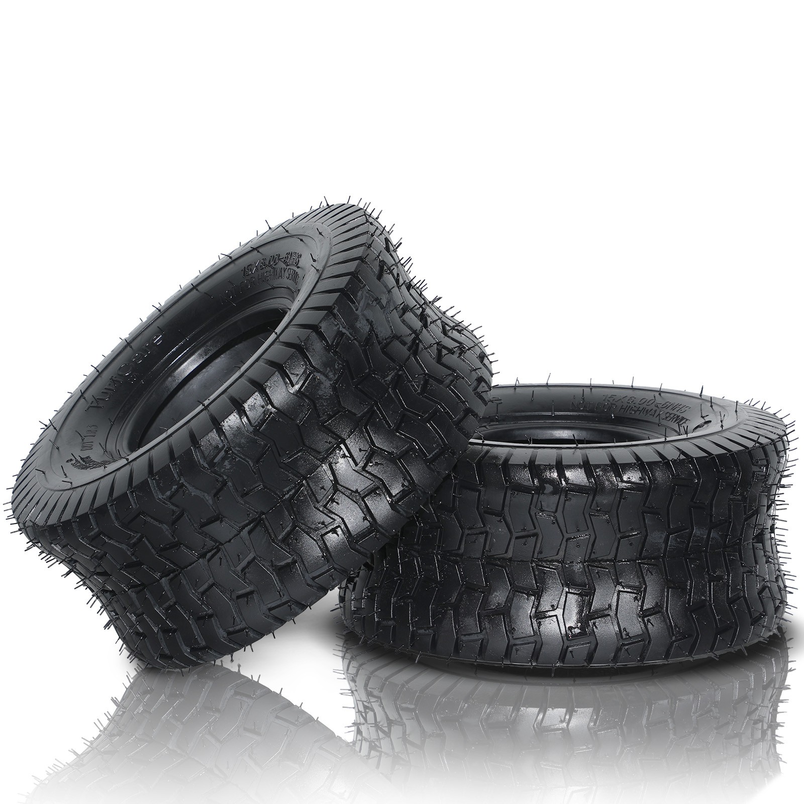 Two 15×6.00-6 Lawn & Garden Mower Tractor Turf Tires 2 Ply 15×6-6 Black Rubber