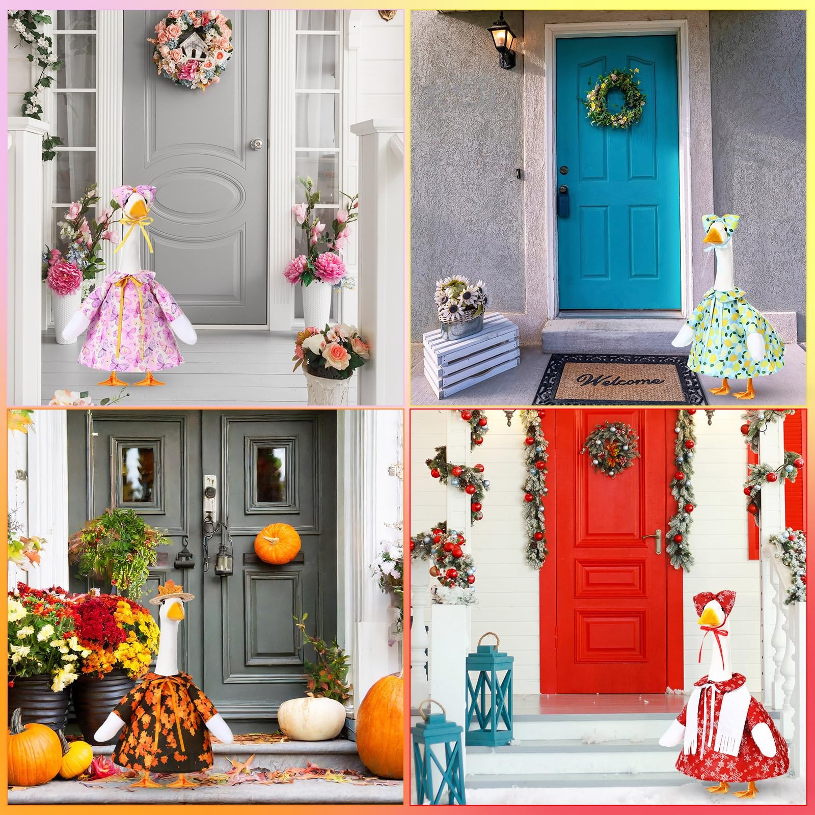 4 Set Spring Summer Fall Winter Goose Outfits Seasonal Cute Porch Goose Cloth