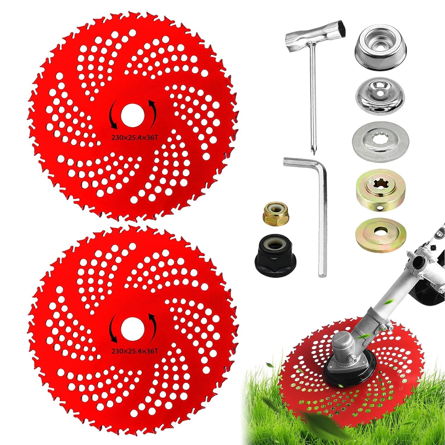 2 Pack 9″ Carbide Tip Circular Saw Brush Cutter Trimmer Weed Eater Blade