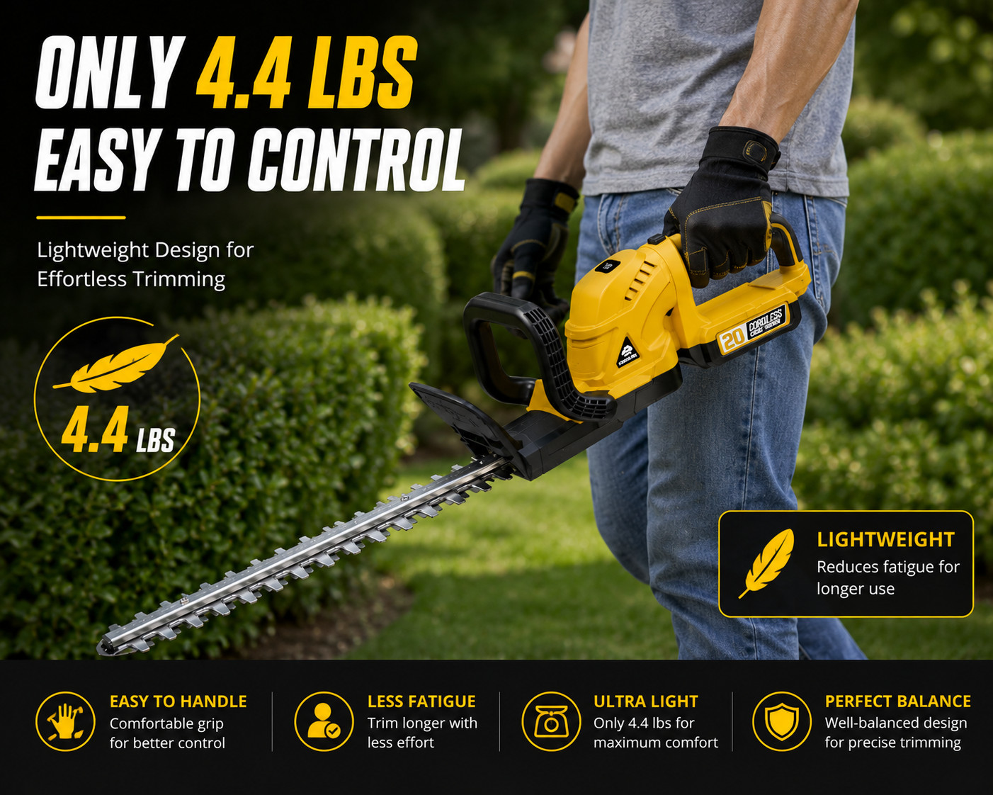 20V Hedge Trimmer Cordless For DeWalt 20V MAX Battery Adjustable Head Tool Only