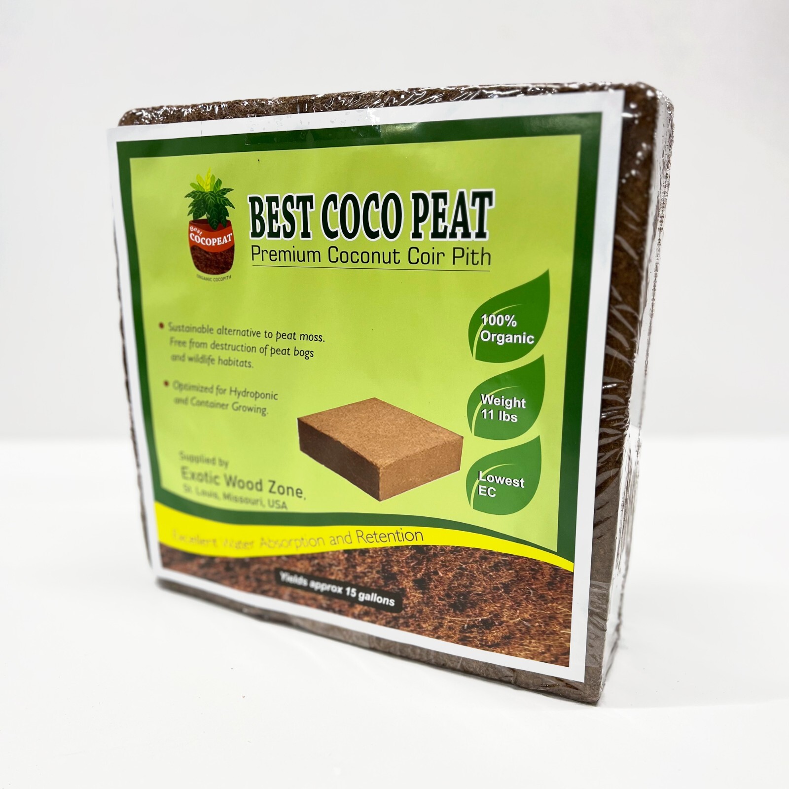 Best Coco Peat – Premium Coir Pith 5Kg/11 Lbs Block, Expands to 15 Gallon,Low EC