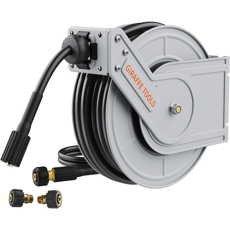 Giraffe Tools Retractable Pressure Washer Hose Reel, 60ft x 1/4″ Power, 4000PSI