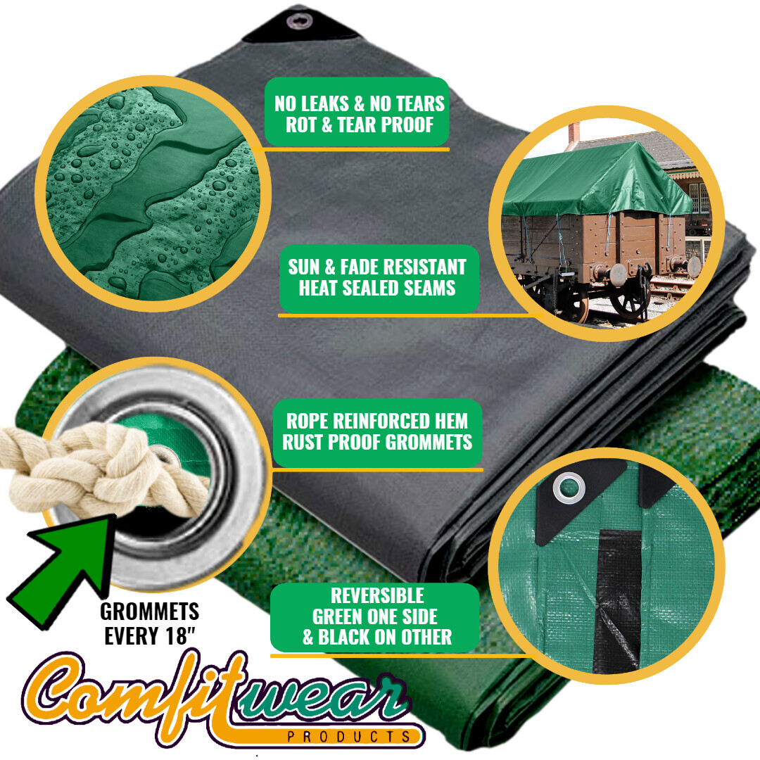 COMFITWEAR Super Heavy Duty Tarp Cover Reinforced Grommet Multi-Use Pool Cover