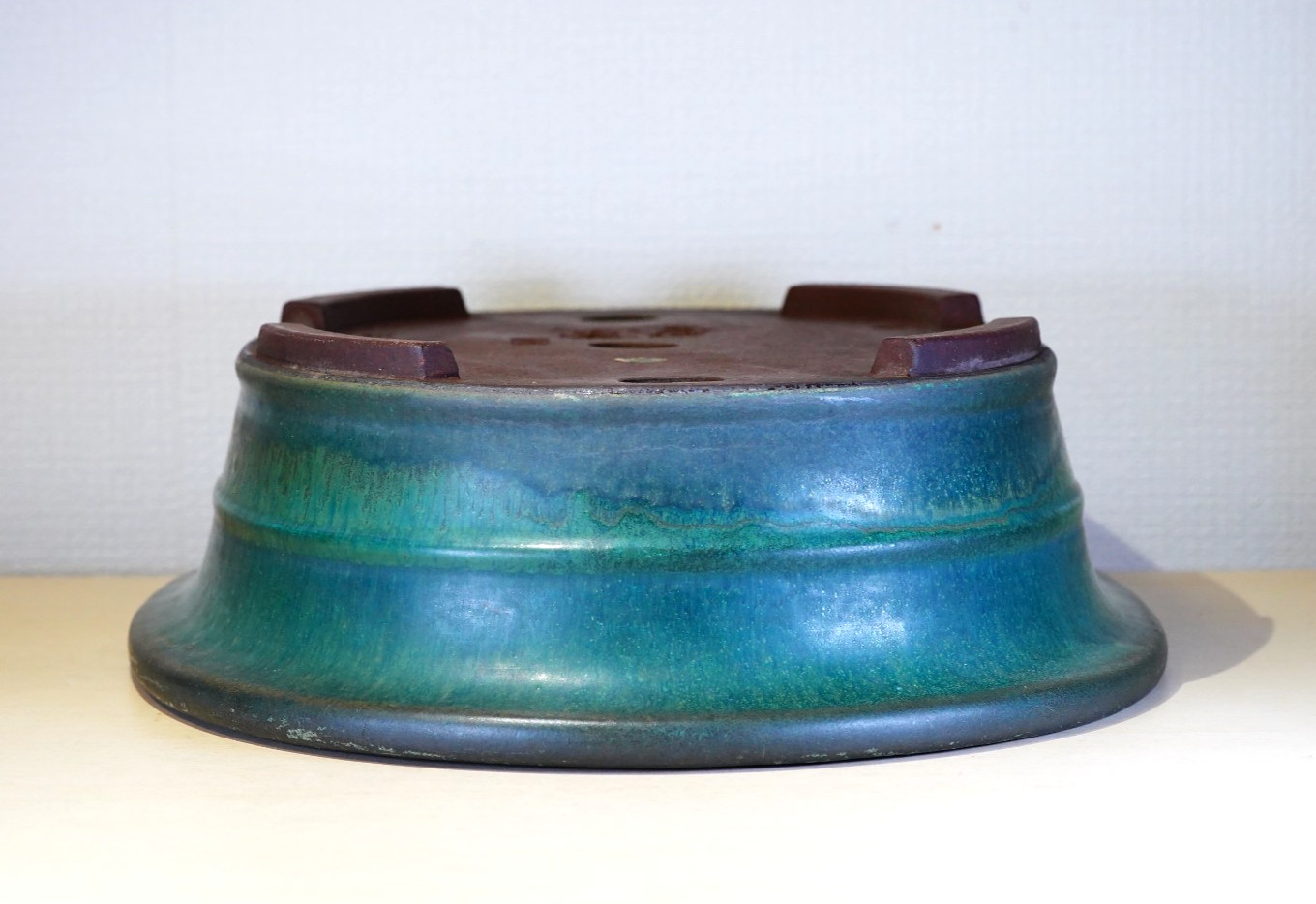 Japanese Bonsai Pot Tokoname YAMAAKI 12.4″(31.5cm) Green Glazed Oval X227