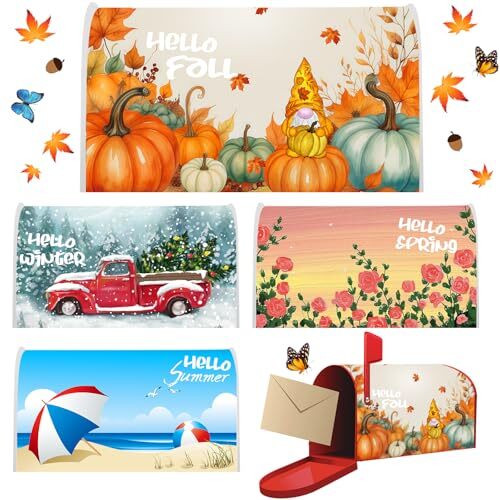 4 Pcs Mailbox Covers Magnetic Standard Size 18 x 21 Inch Spring Summer Autumn