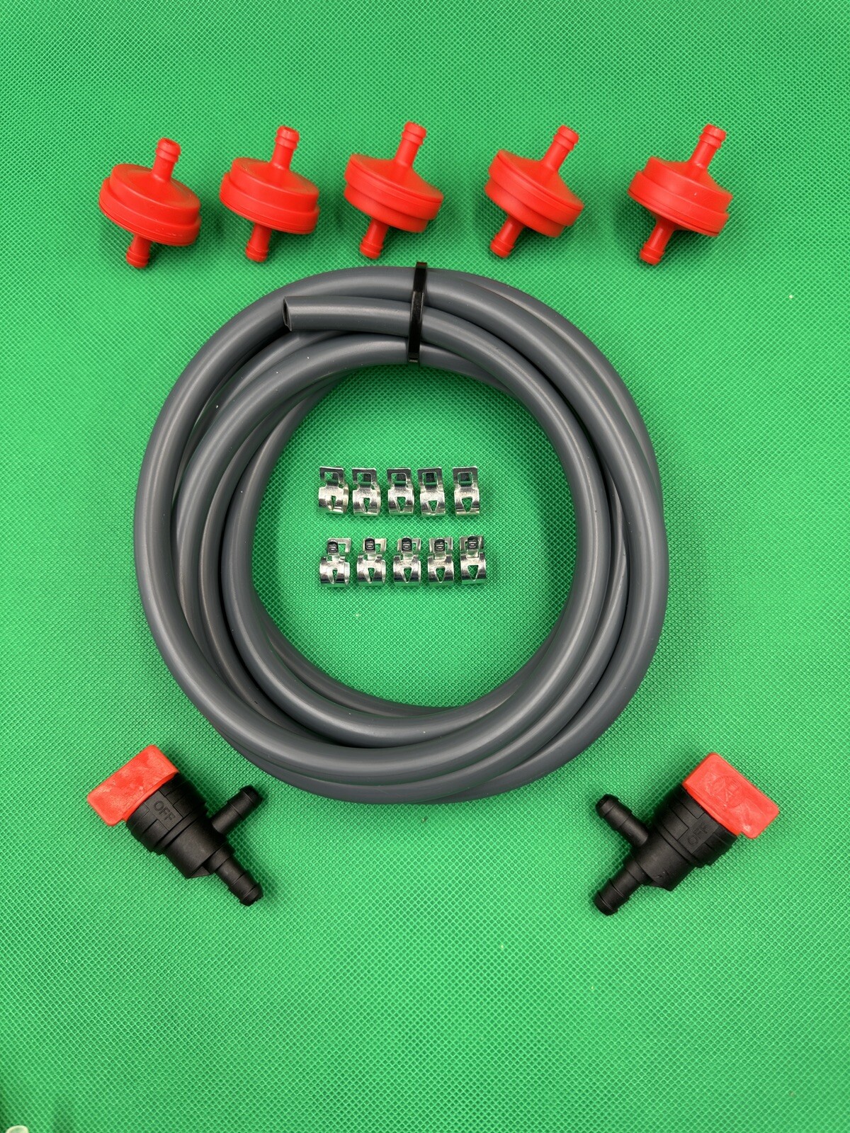 5 Feet 1/4 inch ID Fuel Line Hose Kit with 10Clamps for Briggs Kawasaki Kohler