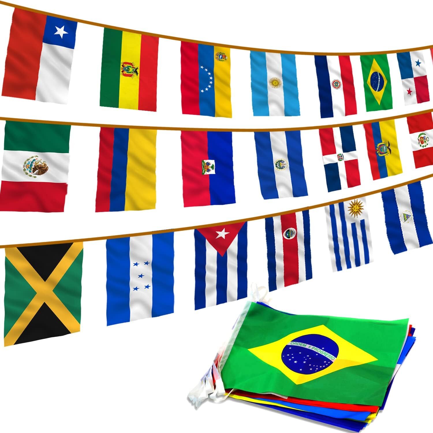 Anley Latin America 23 Countries String Flags – Assorted Latino Flag Banners
